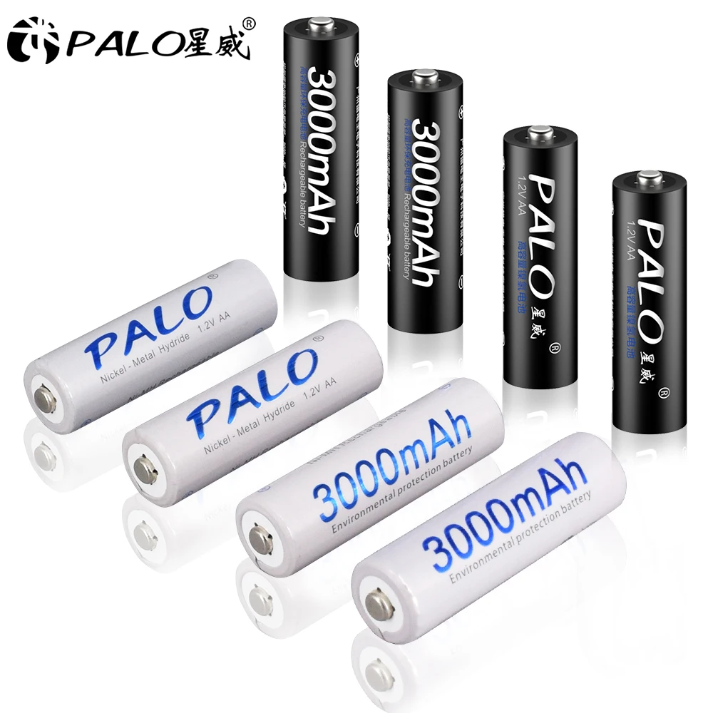PALO 4/8/12/16pcs AA Battery Ni-MH 3000mAh 1.2V AA Rechargeable Batteries AA Bateria Baterias + 2pcs Battery Hold Case Boxes
