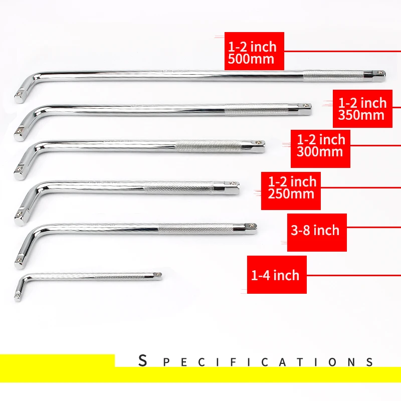 L Type Socket Bent Bar 250mm 300mm 350mm 500mm L-Handle Sockets Wrench Hand Tools 10