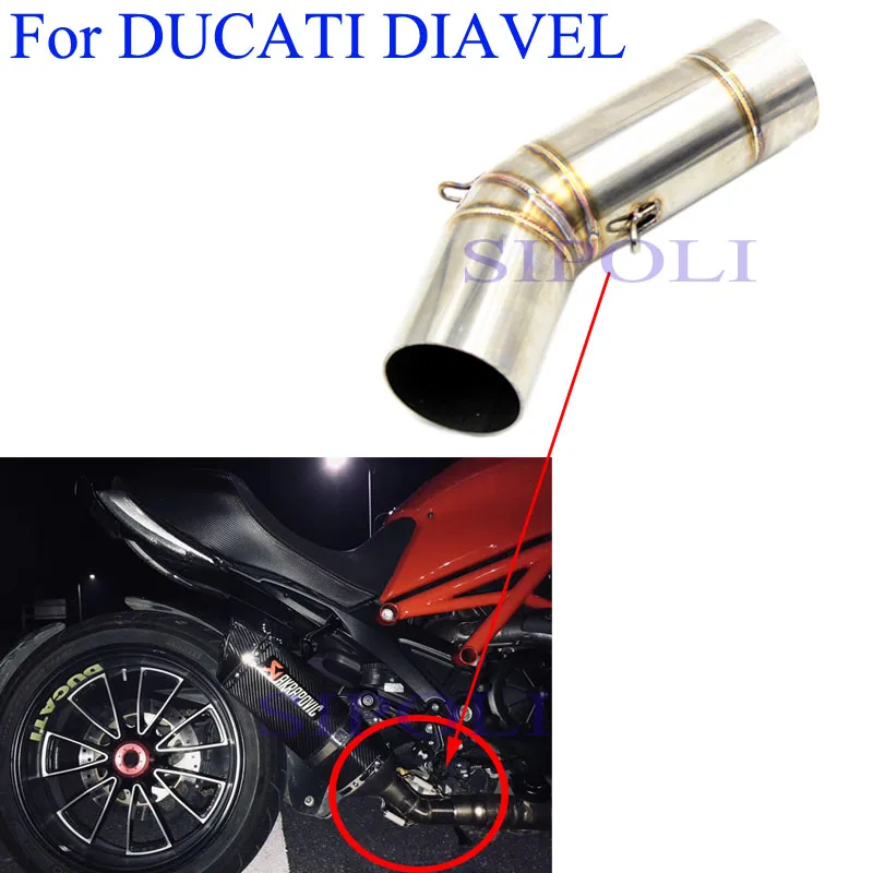 DIAVEL Motorcycle Exhaust Pipe Middle Link Bend Tube Slip On For DUCATI DIAVEL Without Muffler Free Shipping