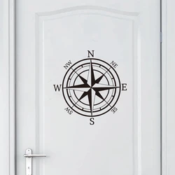 Nautical Compass Wall Decal Compass Rose Navigate Vinyl Sticker Nature Art Ship Ocean Sea Wall Decor