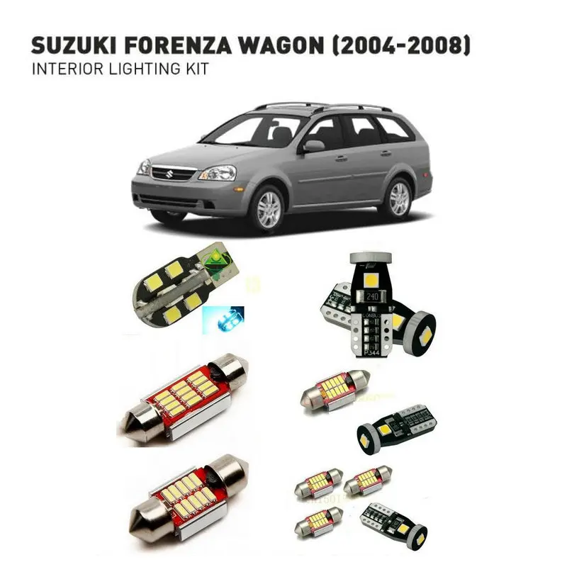 

Светодиодные внутренние фары для Suzuki forenza wagon 2004-2008, 9 шт., светодиодные фары для автомобилей, комплект освещения, автомобильные лампы Canbus