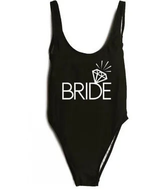 WackDaria sexy one piece letter BRIDE/TEAM BRIDE diamond printed women swimsuit swimwear maillot de bian femma sexy swimsuit