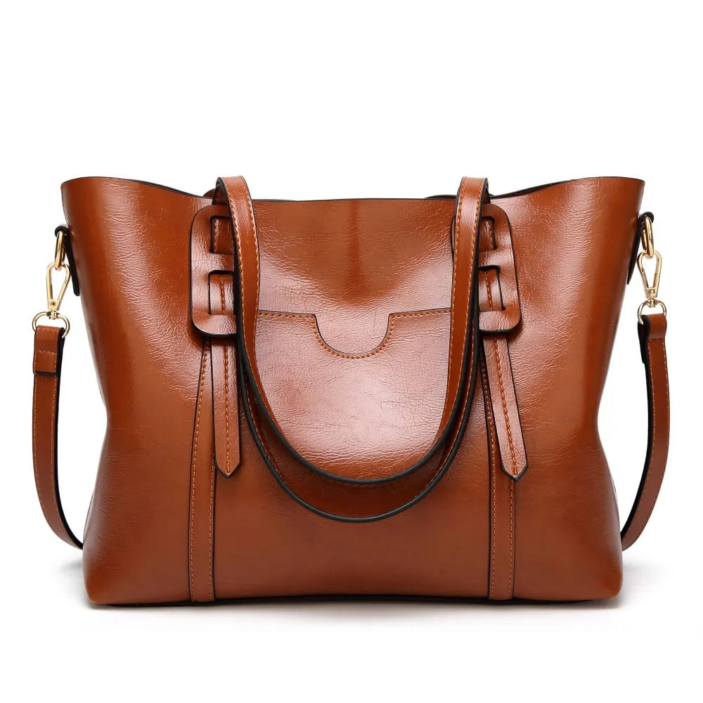 2023 women's Single-shoulder leather tote bag high quality casual women's bag retro tote bag