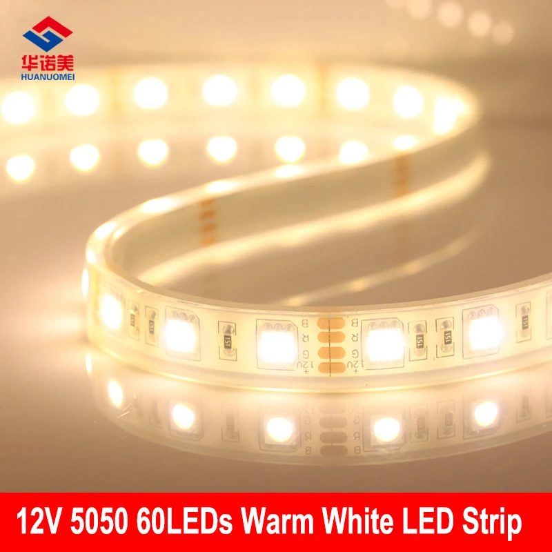 5M Warm White LED Strip 5050 SMD Flexible Tape 60LEDs/m 12V IP67 Waterproof RGB Red Green Blue Yellow White RGB