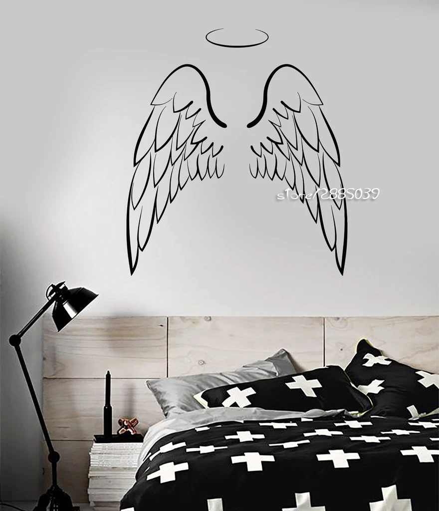 Angel Wings Vinyl Wall Stickers Decor Bedroom Decoration Sticker Nontoxic PVC Perfect Quality Wallpaper Home Design Mural  SA887