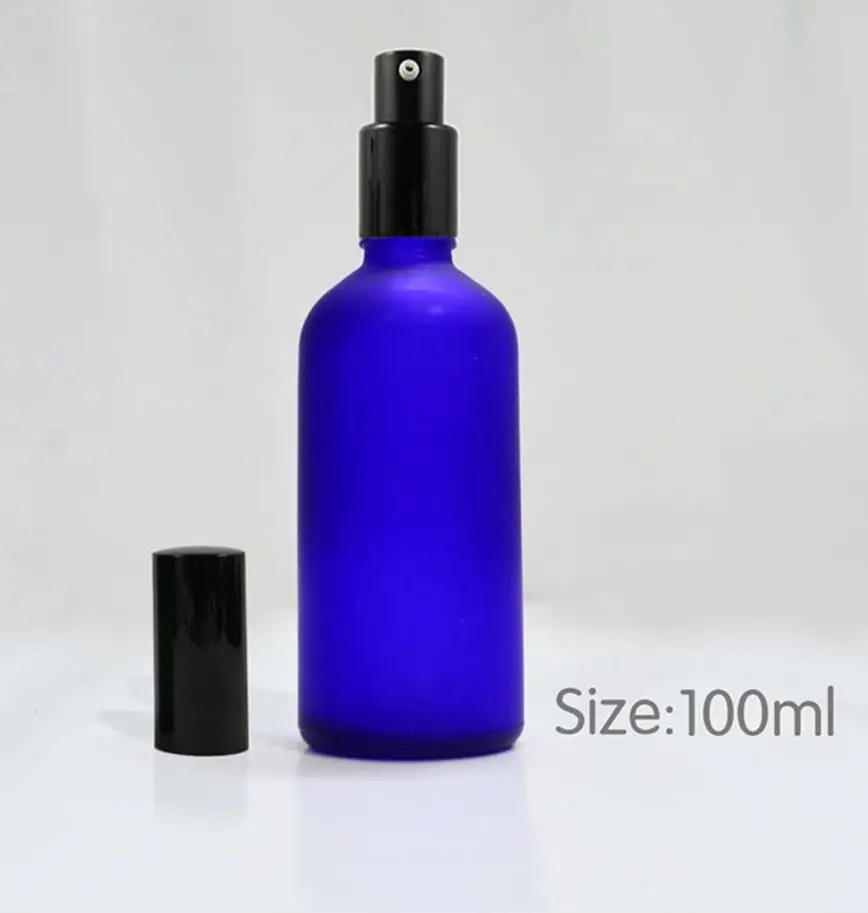 

wholesale 100pcs high quality 100 ml matte blue frost glass empty bottle wholesale ,4 color high-grade emulsion bottle empty