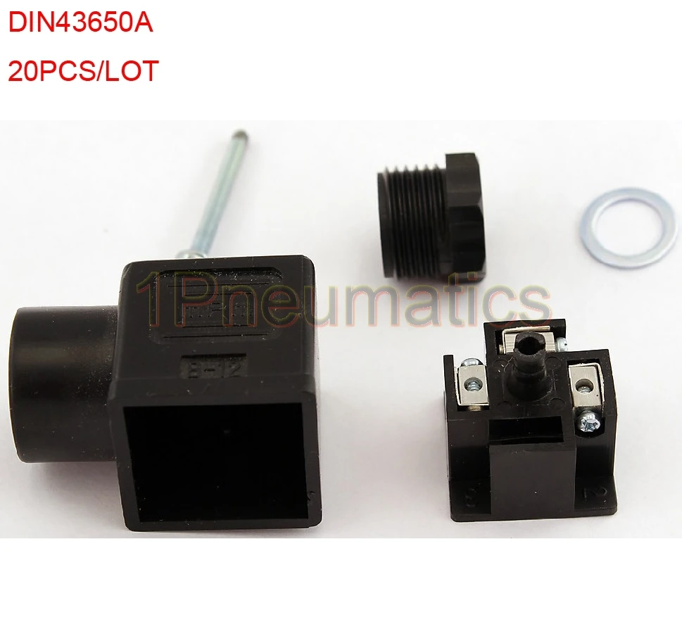 

Free Shipping 20PCS/LOT Din 43650-A Line-Socket Plug for Valve Solenoid Coils Connector DIN43650A Black