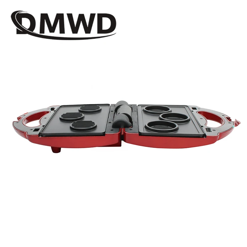 Wielofunkcyjne elektryczne jajka gofrownica pączek maszyna do ciasta orzechowego Panini Sandwich Pancake Iron 8 wymiennych talerzy misa na grilla ue