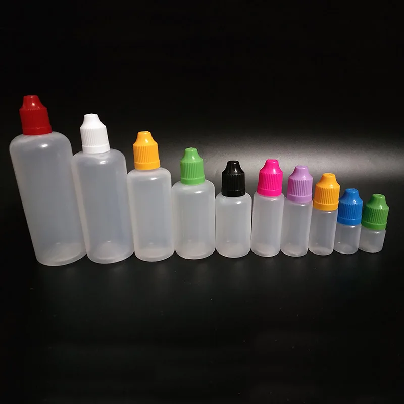 PE E liquid Dropper Bottles 3ml 5ml 10ml 15ml 30ml 50ml 60ml 100ml 120ml Plastic Bottles With ChildProof Caps for E Cigarettes