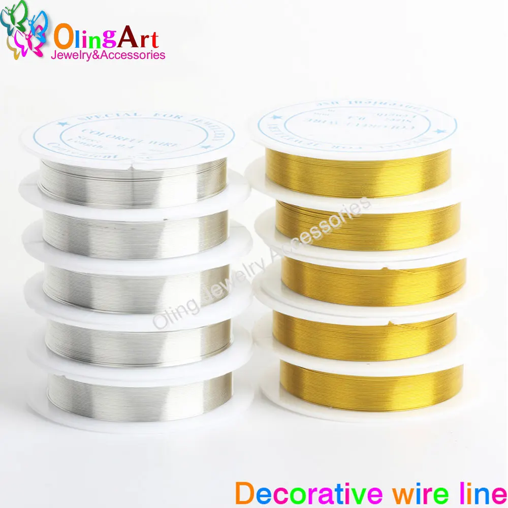 OlingArt 0.3/0.4/0.5MM  20 12 7m/roll gold  silver plated wire line DIY beaded earrings Bracelet choker necklace jewelry making