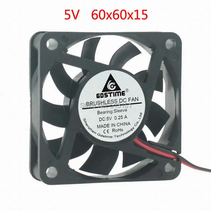 

Gdstime 60x60x15mm DC 5V 2Pin 6015 6cm 60mm Computer PC CPU Cooling Cooler Fan