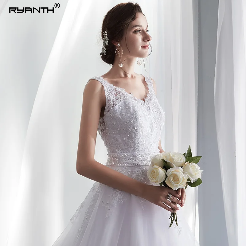 Ryanth Vestido De Noiva Princess 2022 A Line Wedding Dresses Lace Applique Sexy Bridal Gown Simple Wedding Dress Robe De Mariage