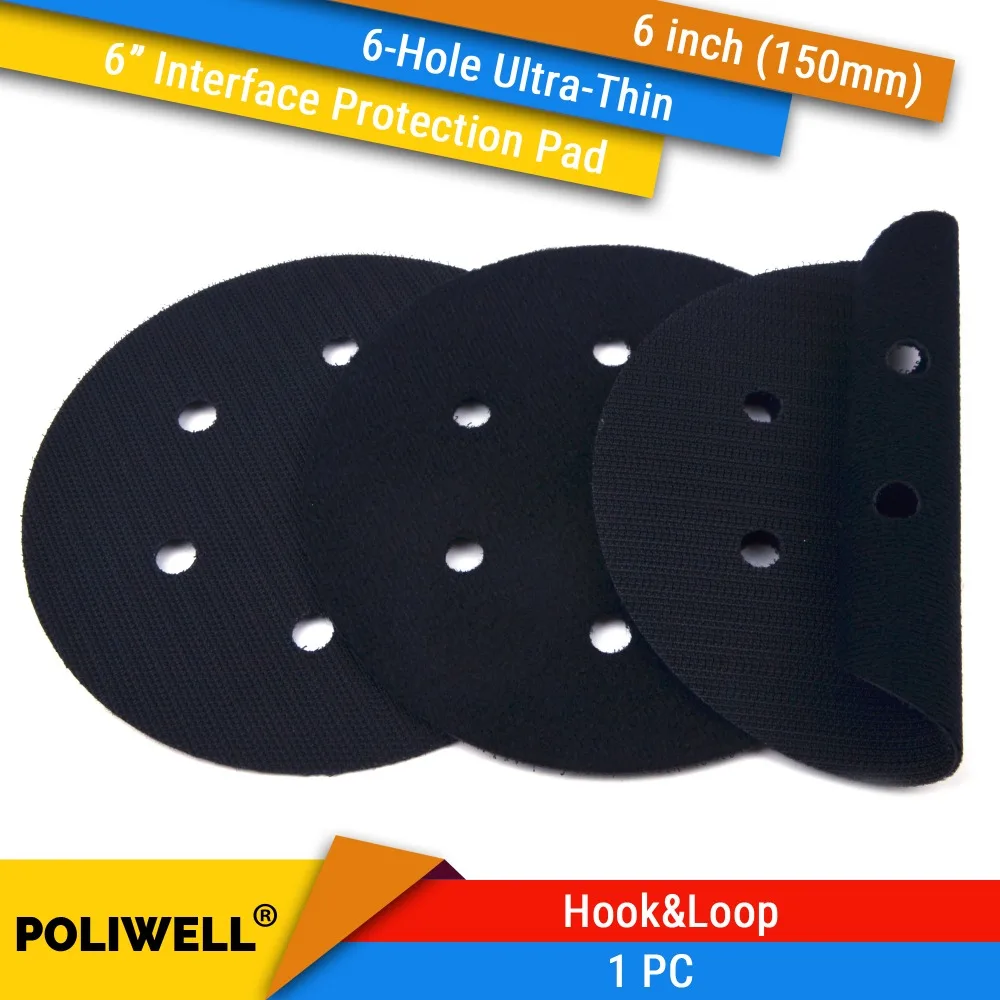 

6 Inch(150mm) 6-Hole Ultra-thin Surface Protection Interface Pad for Sanding Pads and Hook&Loop Sanding Discs Thin Flocking Pad