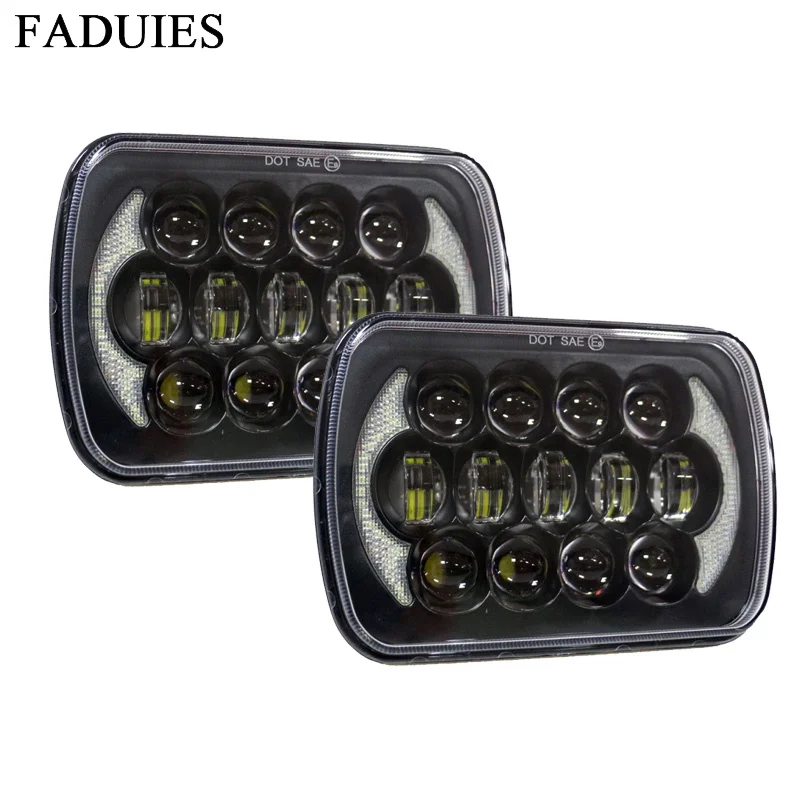 

FADUIES 105W 5X7 7X6 inch Rectangular Sealed Beam LED Headlight With DRL for J eep Wrangler YJ Cherokee XJ H6014 H6052 H6054 LED