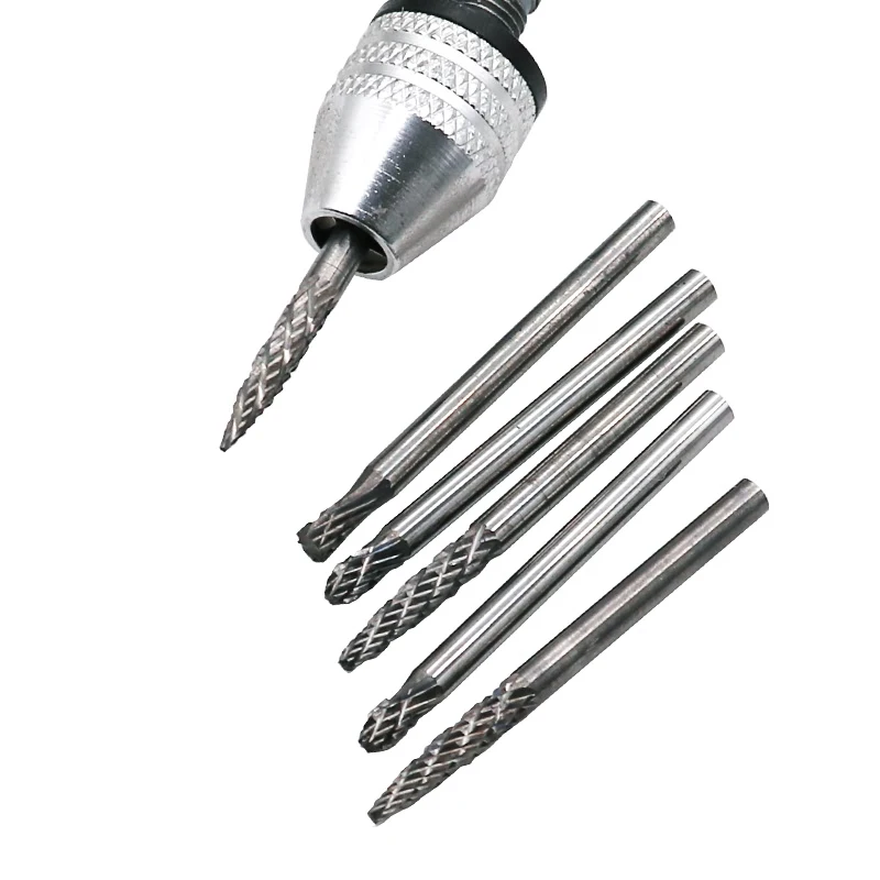 10pcs 20pcs 3mm 6mm Shank Tungsten Carbide Milling Cutter  File Burr Suit Reamer Tools Cut Set for Dremel