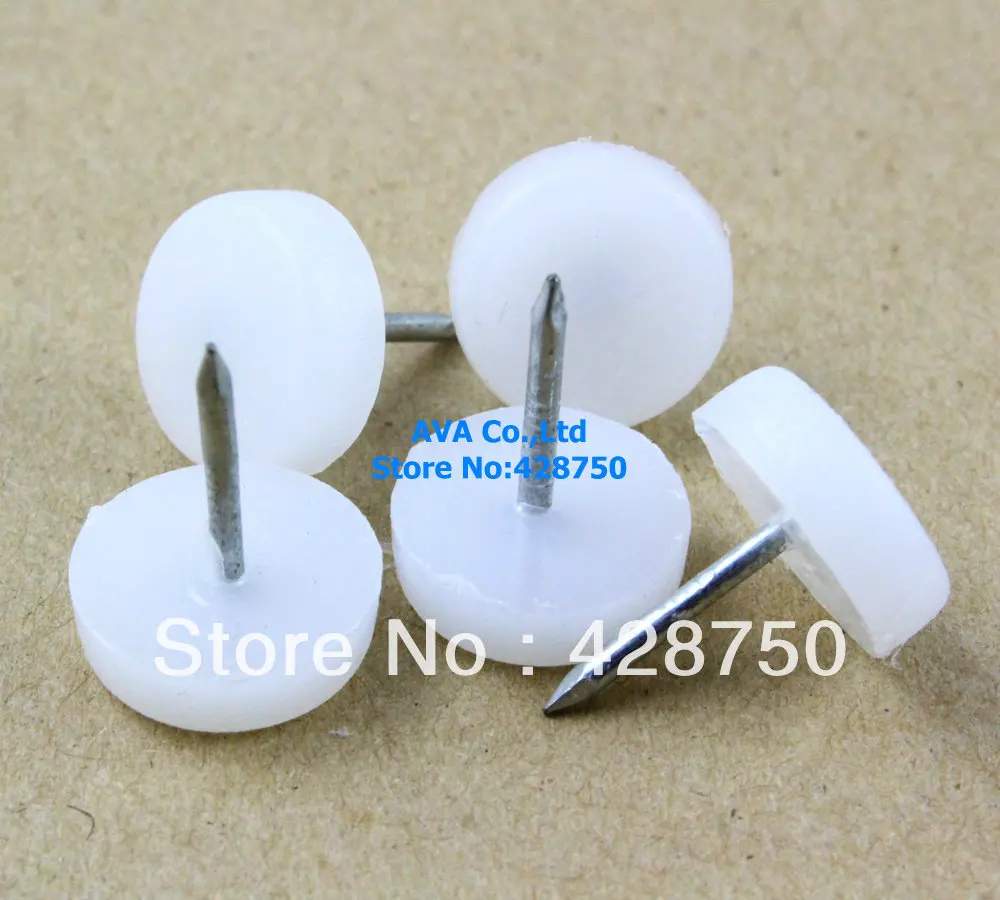 

32 Pieces 14mm Nylon Chair Feet Nail Glide Nail Furniture Feet Bottom Protect / WHITE