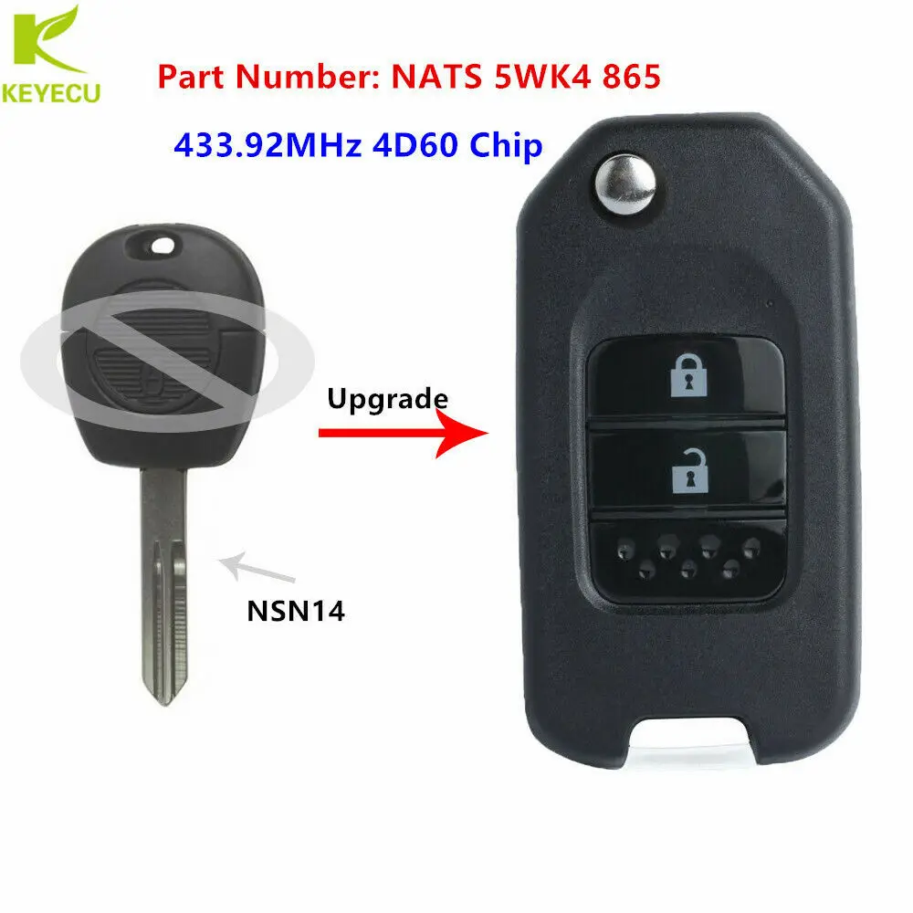 

KEYECU Upgrade Flip Remote Key 433.92MHZ 4D60 for Nissan Almera/Micra/Primera/Patrol/X-Trail Terrano/Pulsar/Navara/Tino