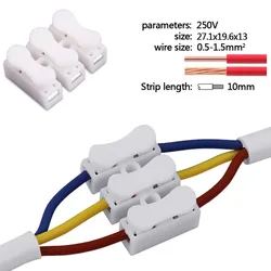 100Pcs New Hot Useful CH-3 Quick Spring Wire Connector with No welding Screws Cable ClampTerminal Block Electrical Supplies