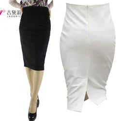 Jaderic Split Vintage Bodycon Skirt High Waist Women Knee Length Pencil Skirt Solid OL Office Elegant Skirts Womens 2018