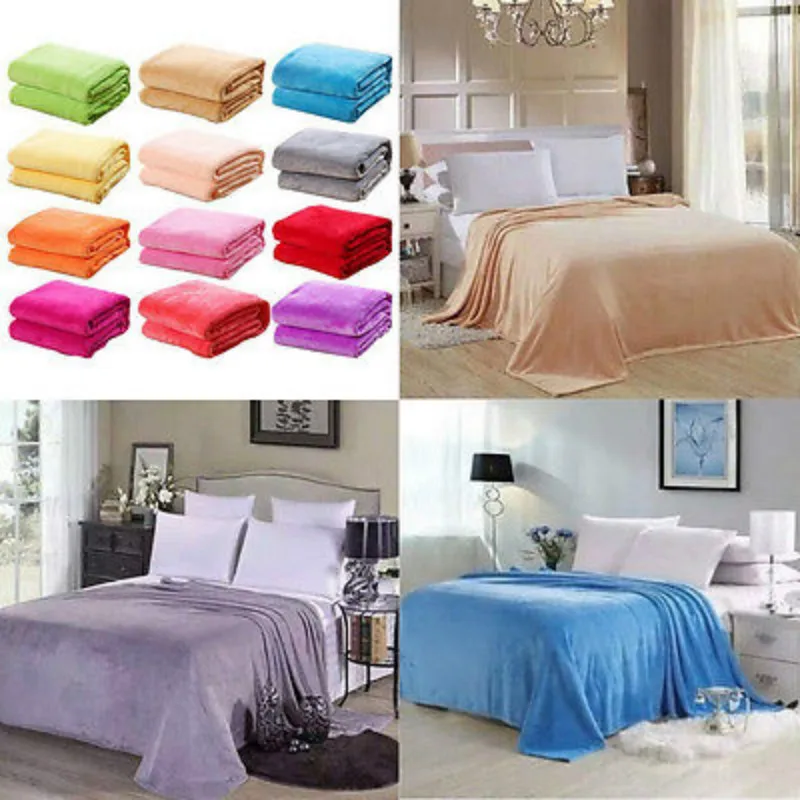 

Small Super Flannel Velvet Warm Solid Warm Micro Plush Fleece Blanket Throw Rug Bedding Cover Case Sheets