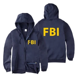 Moda Zipper mężczyźni kobiety bluzy bluzy FBI drukuj sport hip hop Casual Zip Up Unisex z długim rękawem kurtka z kapturem płaszcz top 4XL