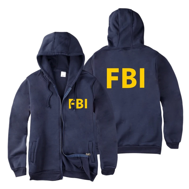 fashion Zipper Men women Hoodies Sweatshirts FBI Print sport hip hop Casual Zip Up Unisex Long Sleeve hoodie jacket coat top 4XL