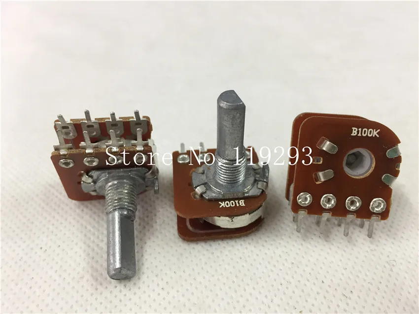 [BELLA]  16 type sound  volume potentiometer twin 8 feet with a center tap B100K-20 Axle--10PCS/LOT