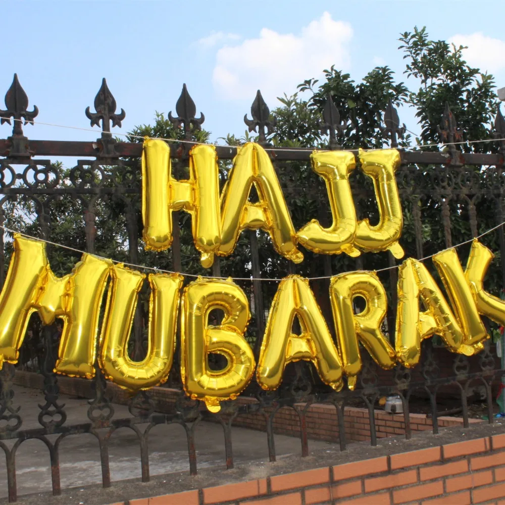 Arabic Hajj Mubarak Decoraitons Banner Mabrour Balloons Hanging Decor Muslim Islamic Ceremony Decors