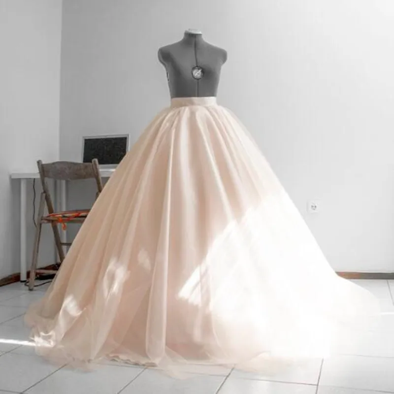 Women's Elegant Blush Wedding Skirt Pale Bridal Layered Tulle Skirt Wedding Gown Separate Ball Skirt Custom Skirts Made