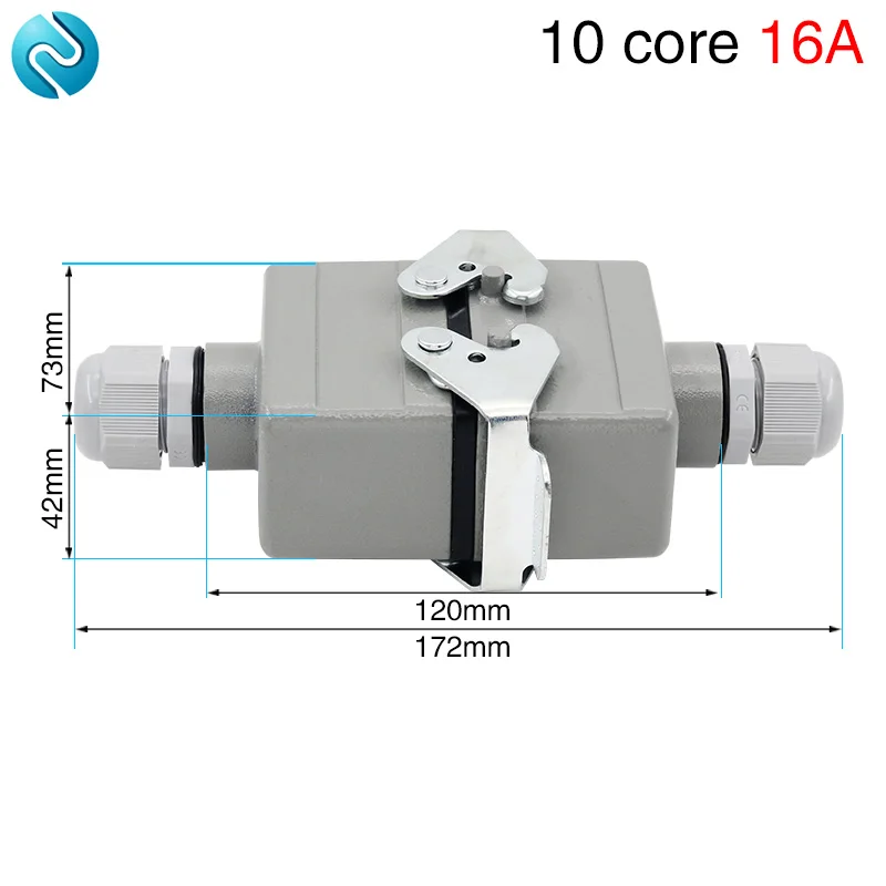 Heavy Duty Connector Docking 10 Core Pins Electrical Waterproof Plug Socket For Aviation Industrial Machine Tools 500V 16A