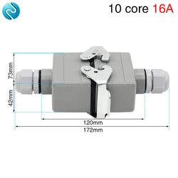 Heavy Duty Connector Docking 10 Core Pins Electrical Waterproof Plug Socket For Aviation Industrial Machine Tools 500V 16A