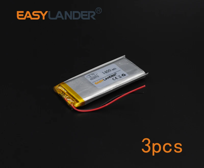 

3pcs/Lot 3.7V 1400mAh 653070 Rechargeable Lithium Li-ion Polymer Battery