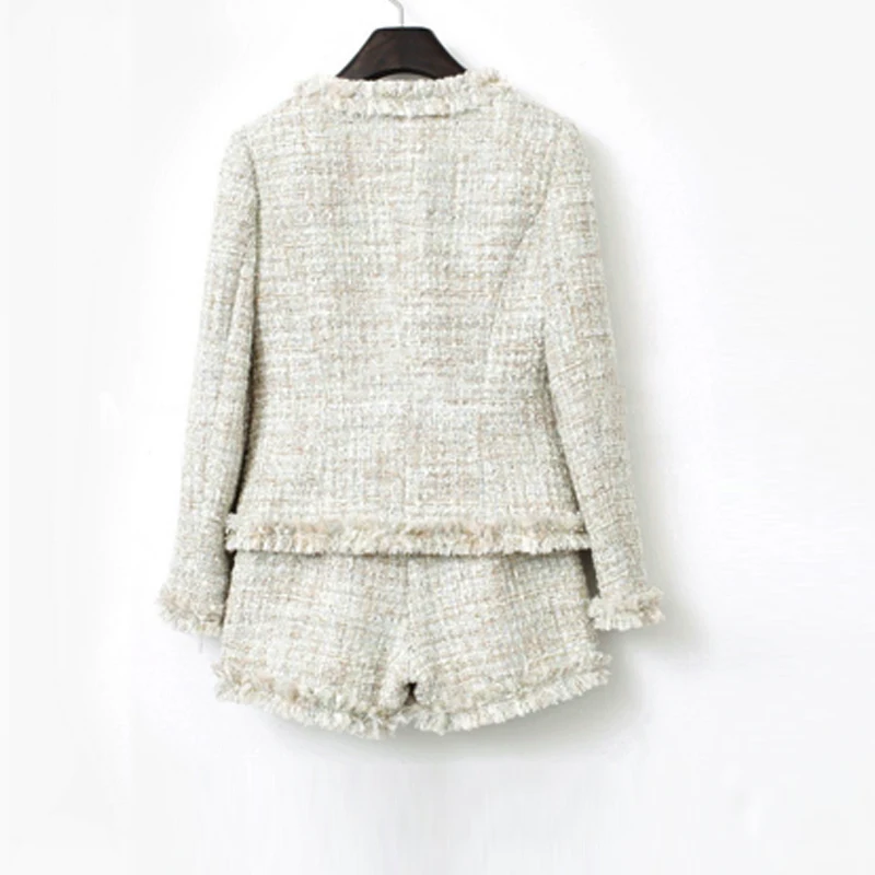 tweed jacket + shorts suit Light green 2020 spring / autumn / winter women's jacket suit fashion ladies 2 piece shorts suit