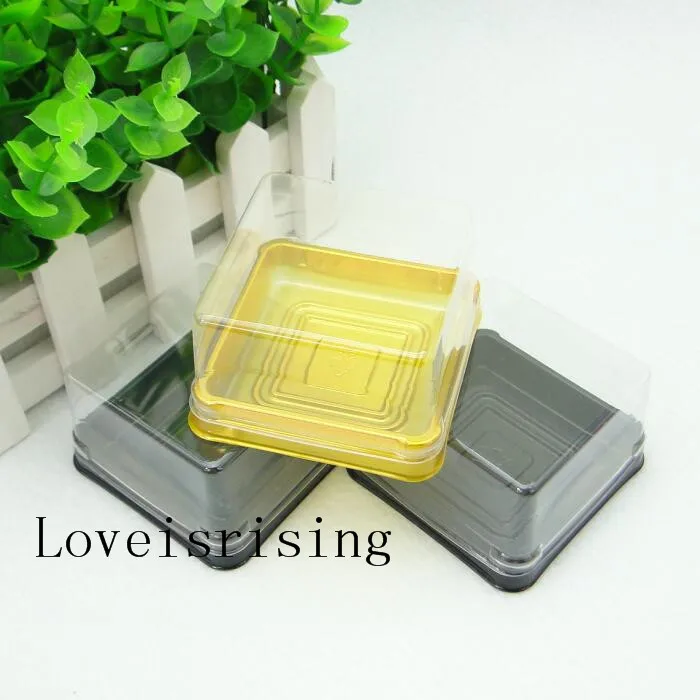 50sets/25sets 6.8*6.8*4cm Mini Size Clear Plastic Cake boxes Macaroon Muffin Container 80G Moon Cake Packing Box