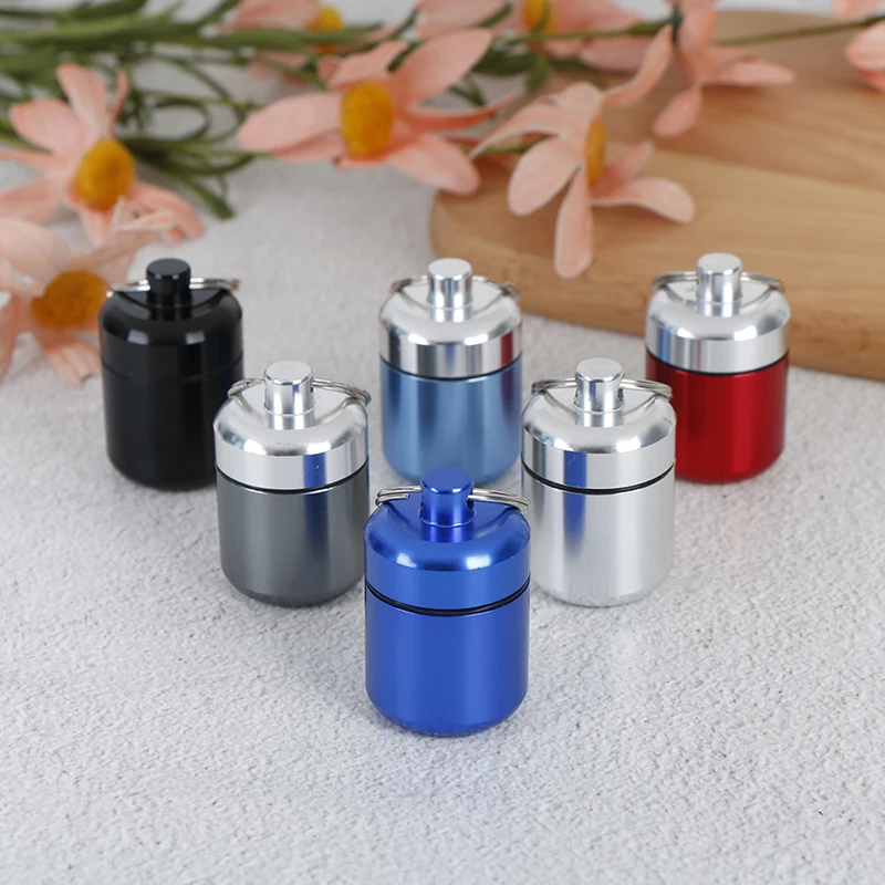 1pc Portable Keychain Aluminum Pill Case Waterproof Seal Medicine Organizer Box Outdoor Pocket Capsule Holder Container