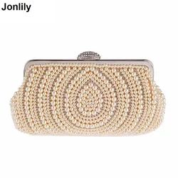 Beaded Women Evening Bags Diamonds Party Day Clutches Small Purse Day Clutches Handbags Female Pearl Wedding Bags