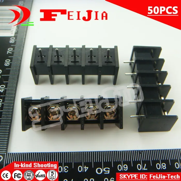 50PCS 45-9.5-5P / 45 9.5mm 5Pin Barrier Terminal Block Screw Terminal Block Pitch 9.5mm Terminal Block Free Shipping