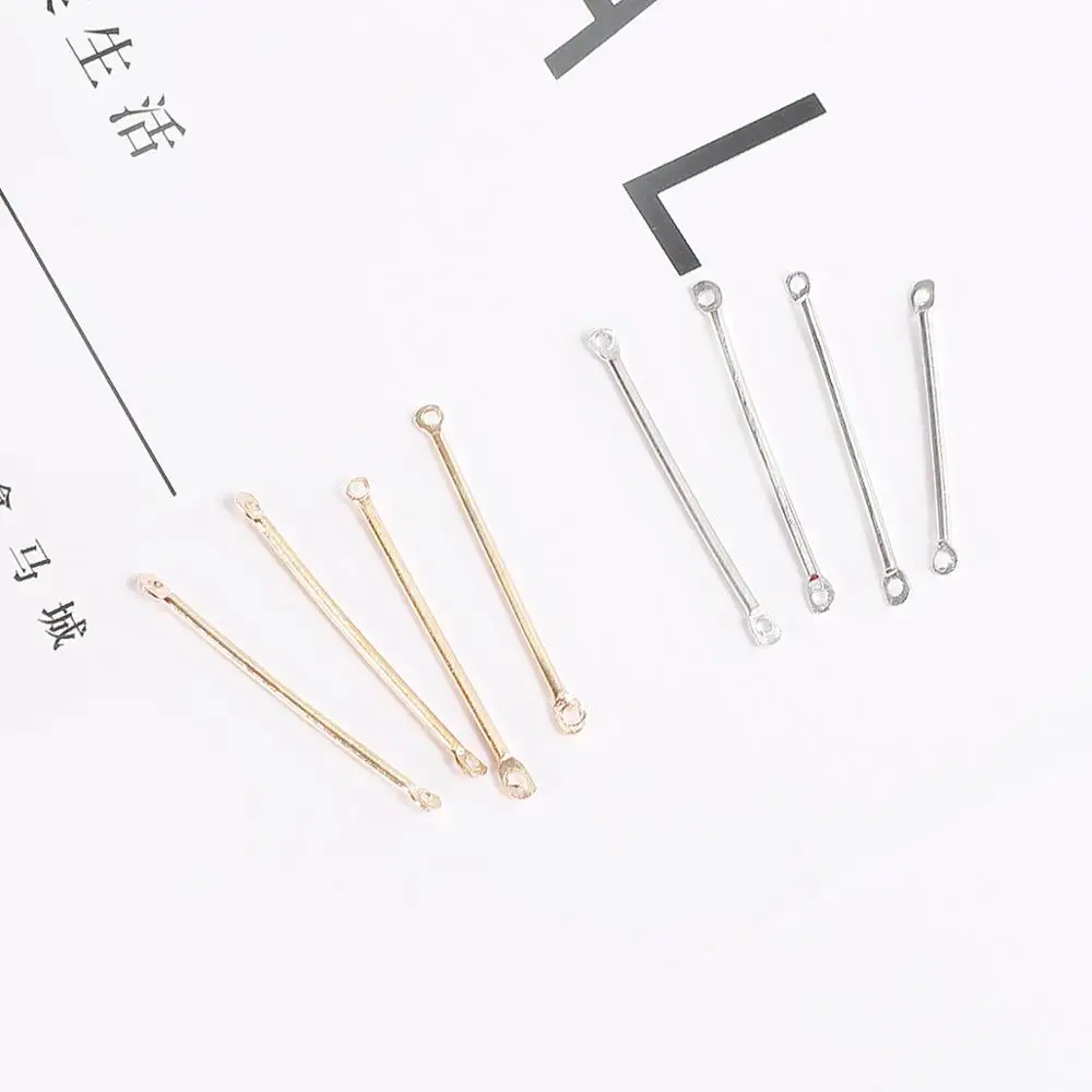 50pcs/lots Gold/Rhodium Double Cylinder Connecting Metal Earrings For DIY Handmade Stud Clip Earring Jewelry Making Accessories