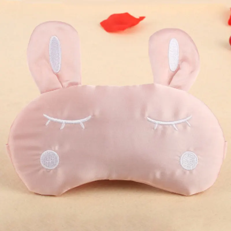 ATOMUS – masque de sommeil en soie lapin, Patch oculaire lapin mignon, ombre noire, bandeau Portable, outil d'aide au soin, pas de sac de glace