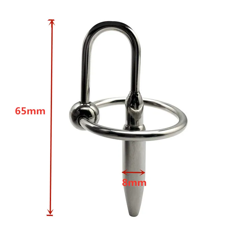 Male small size stainless steel metal urethral penis plug probe Prince Wand massager with pull ring BDSM insert sex toy for men