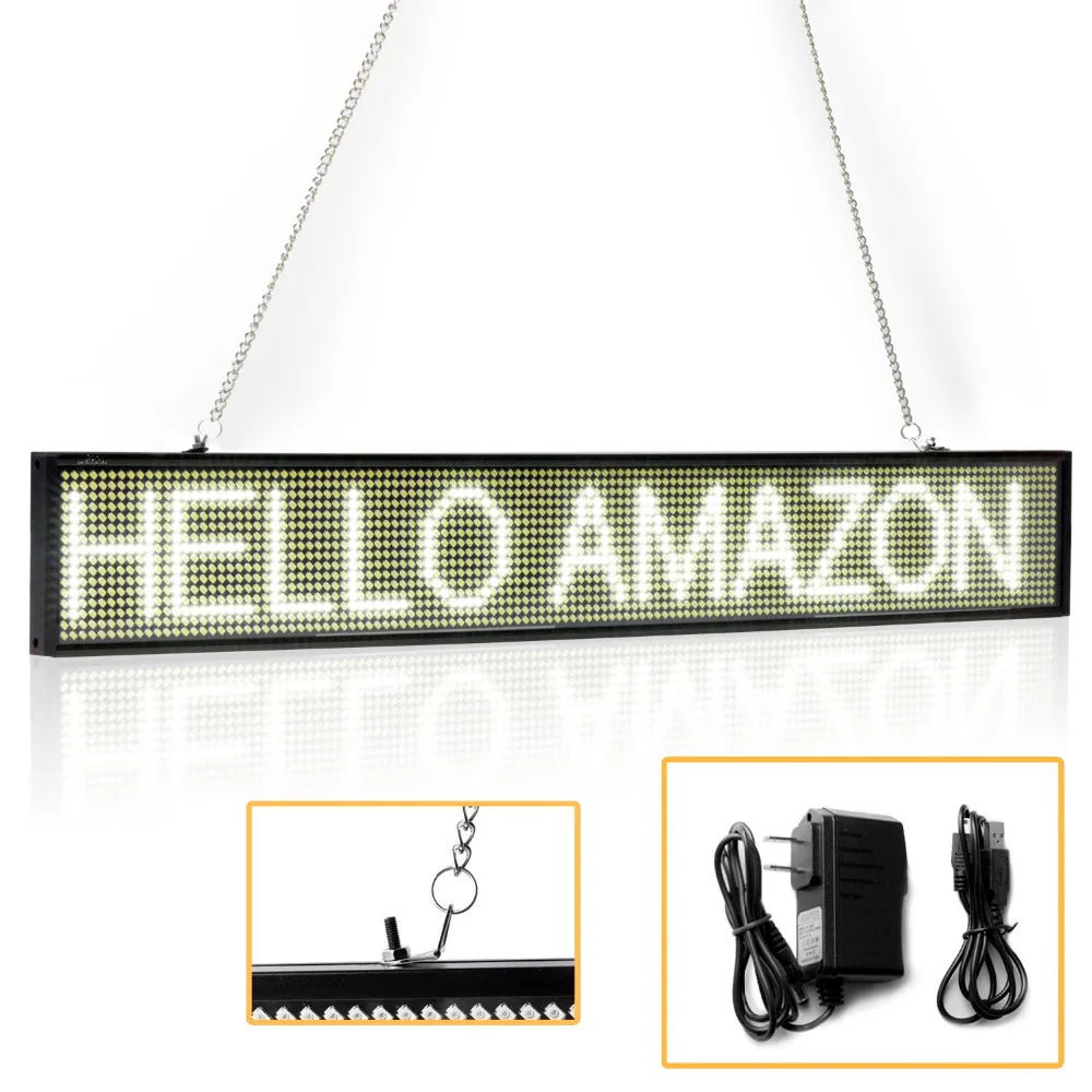 50CM White P5 SMD Store Led Sign Programmable Scrolling Message LED Display Board Time countdown display Russian support