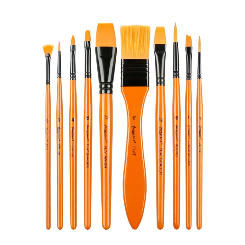 

10/12 pcs set Imported nylon hair Multi-function brushes Safety Paint watercolor oil painting acrylic brushes with cloth bag