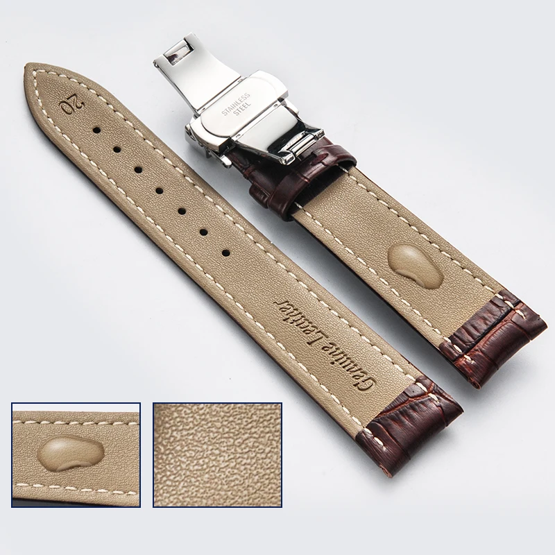 New High quality Genuine leather watchband 16MM 18mm 19mm 20mm 21mm 22mm leather strap for Tissot watch with folding buckle