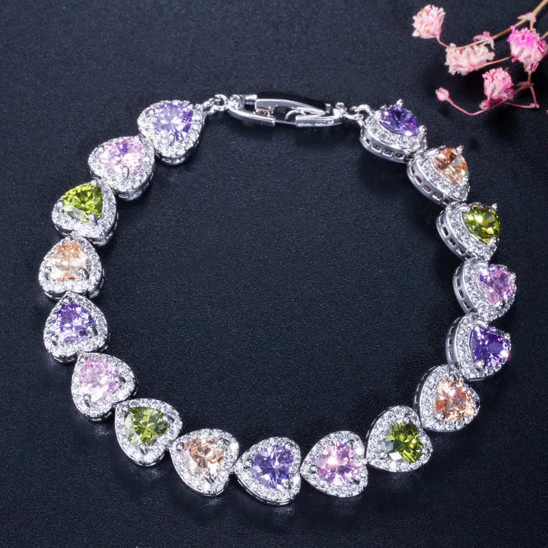 CWWZircons Luxuriöse Kubische Zirkon-Elemente Rot Grün Blau Österreichische Kristall-Armbänder Modeschmuck für Frauen Liebesgeschenk CB166 – Detail 7