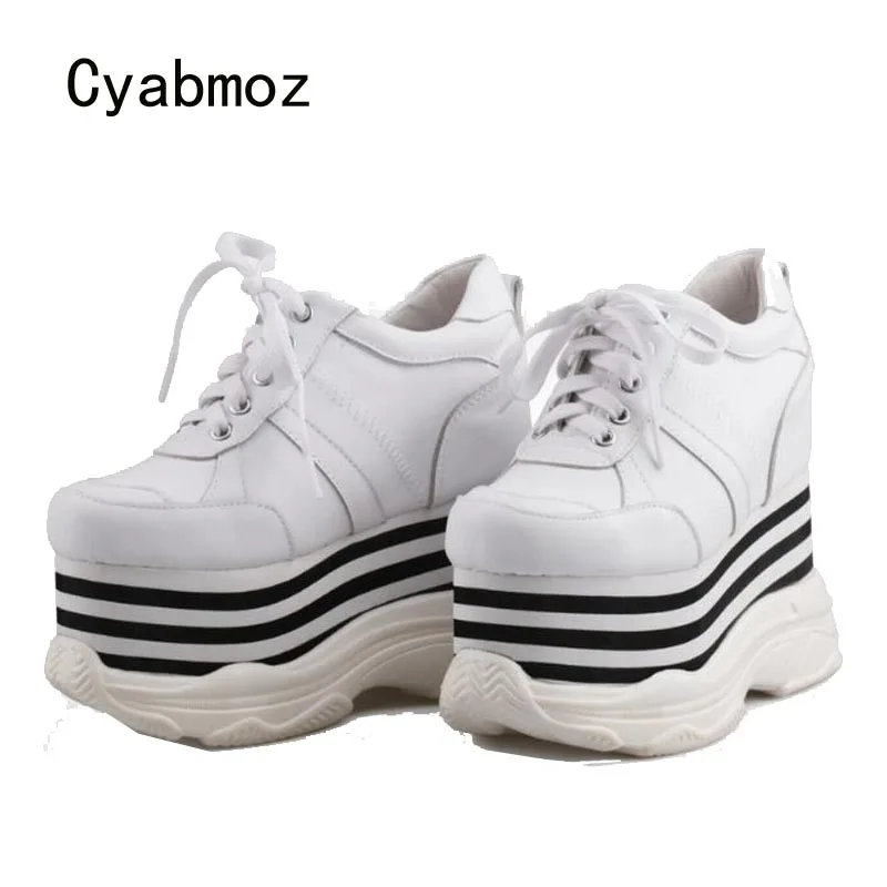 

Cyabmoz Platform Genuine leather Women height increasing Shoes High heels Woman Pumps Party Shoes Zapatos mujer Tenis feminino