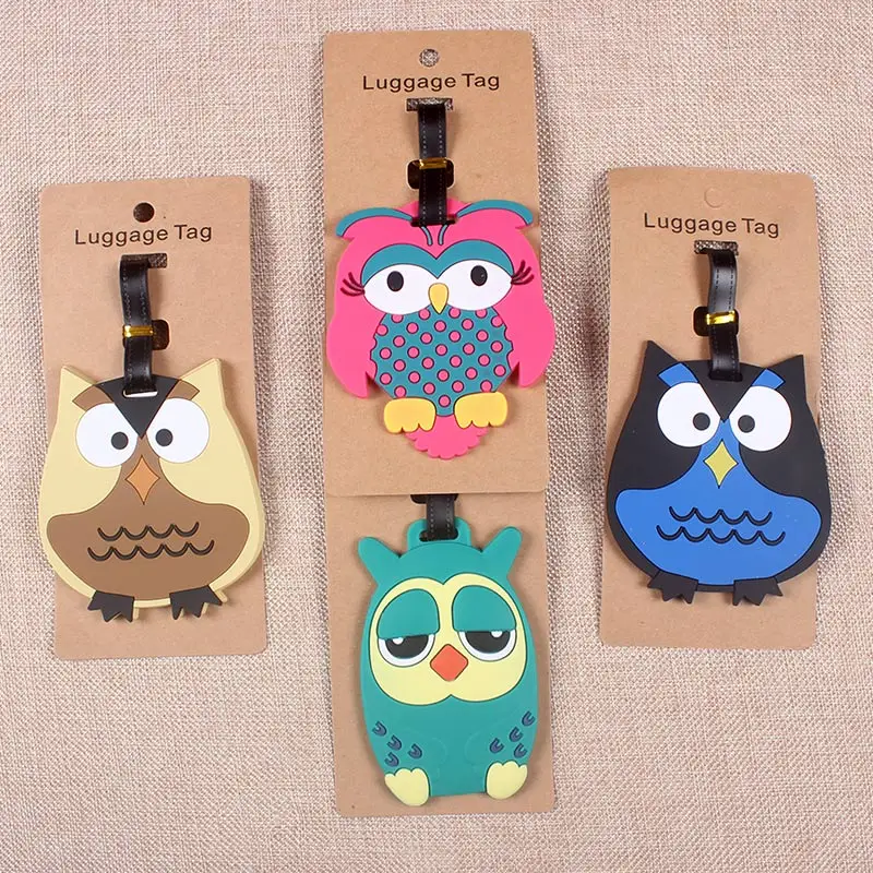 

Travel Accessories Creative Luggage Tag Cartoon Owl Silica Gel Suitcase ID Addres Holder Baggage Boarding Tags Portable Label