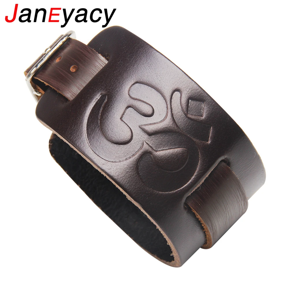 Janeyacy New Fashion Brown Black Leather Bracelet Casual Vintage Bracelet Women's/Men's Charm Style Bracelet -Six Words Bracelet