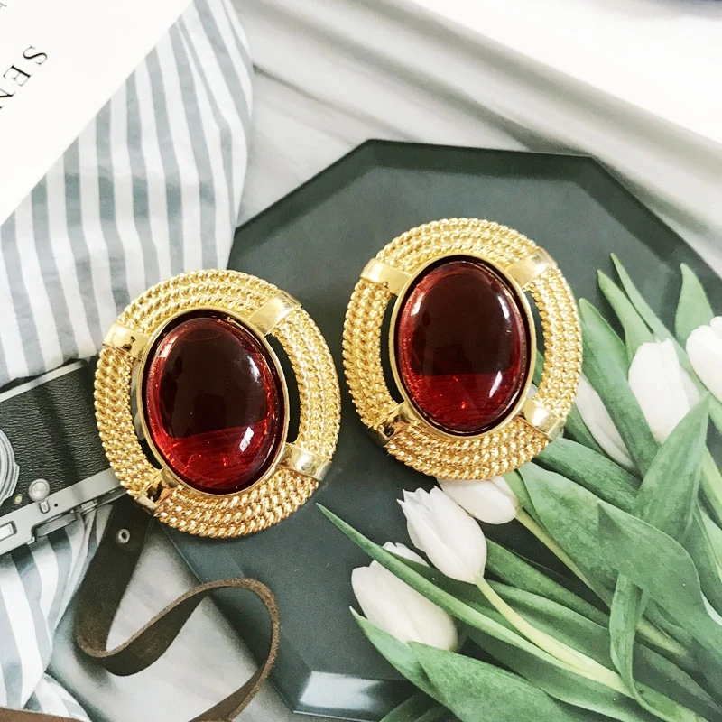 Sweet Red Colors Styles Geometric Alloy Party Stud Earring For Women