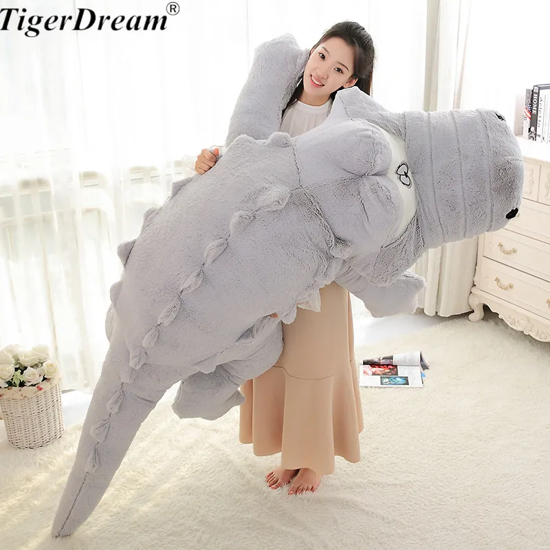 Free Shipping One Piece High Quality Large Crocodile Plush Dolls Super Soft PP Cotton Pillow Crocodiles Cushion Kids Toys 4 Size