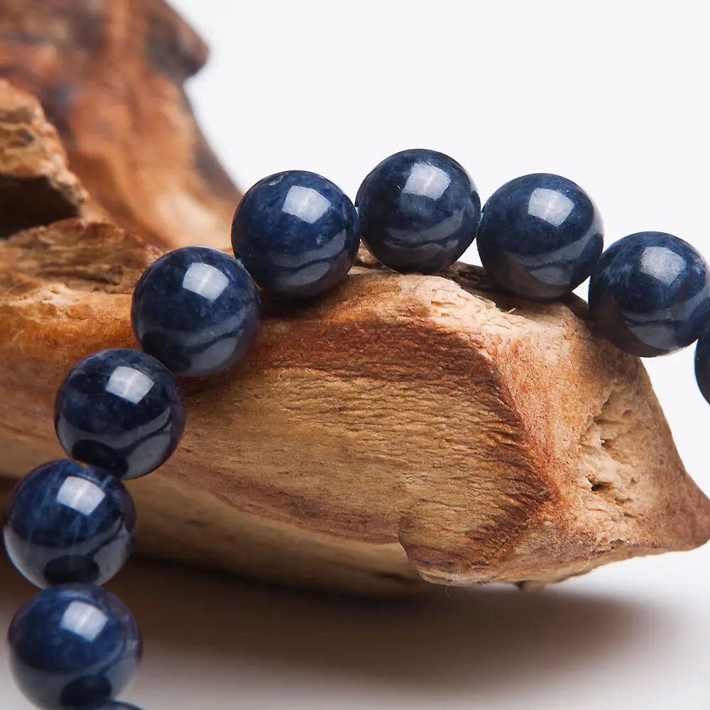 Genuine Natural Blue Sapphire Gemstone Bracelet 7mm 8mm 9mm Women Female Man Stretch Crystal Round Beads Bracelet AAAA